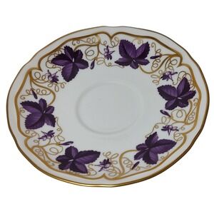 Royal Worcester‎ Purple Vine Saucer Plate Heavy Gold Trim Six Inches